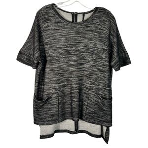 Capote Women's Heathered Gray Knit Short Sleeve Boxy Fit Sweater Top Small S